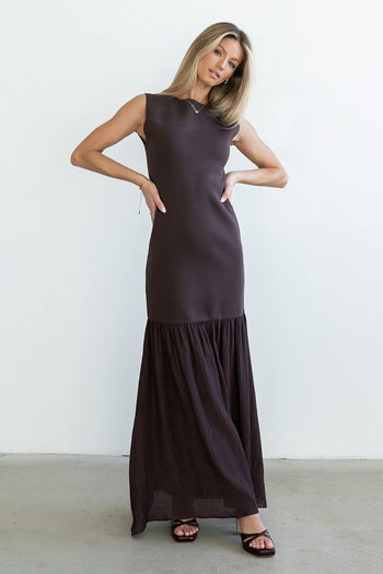 Lindsey Mermaid Maxi Dress in Brown - FINAL SALE