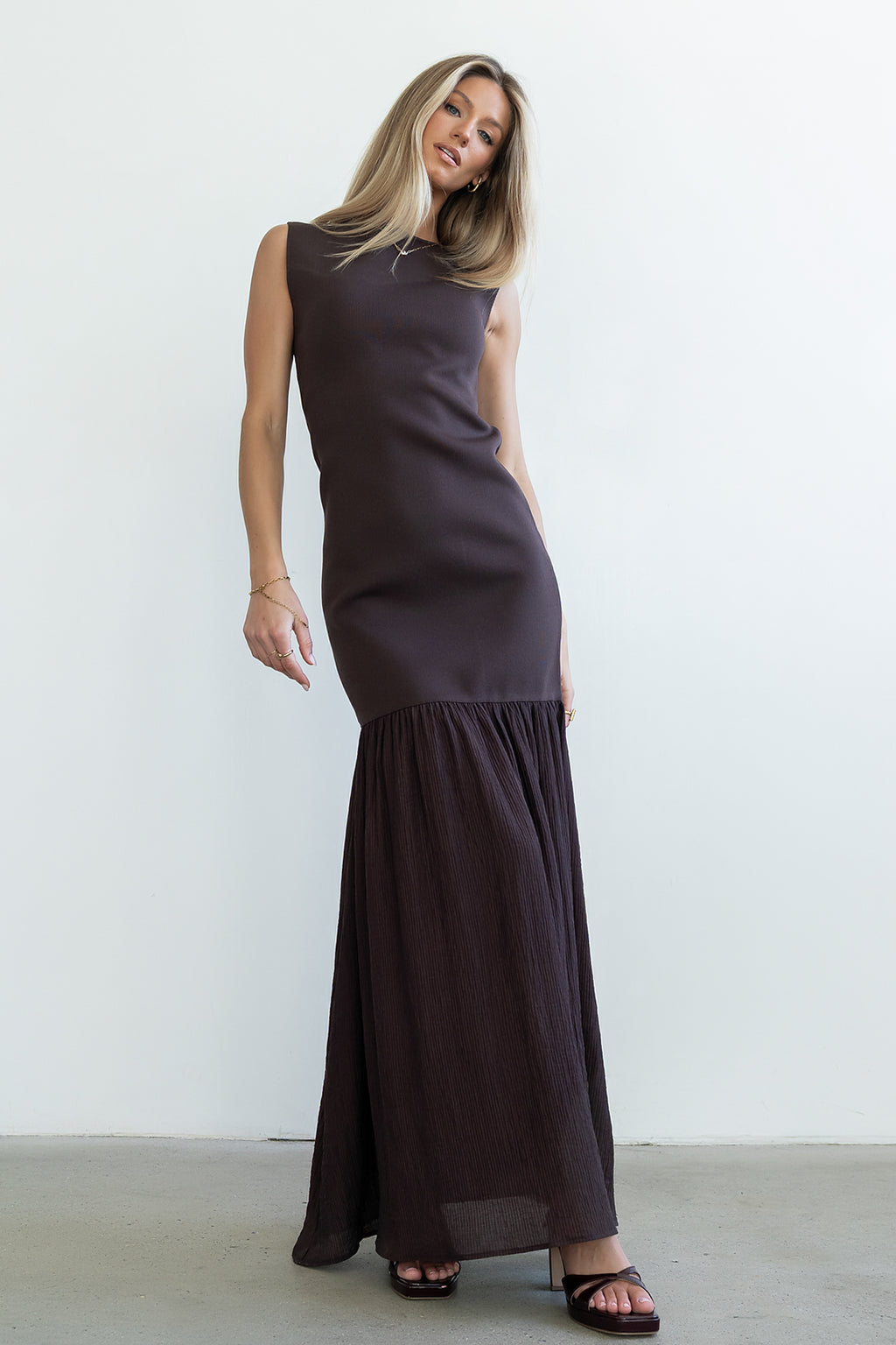Lindsey Mermaid Maxi Dress in Brown - FINAL SALE
