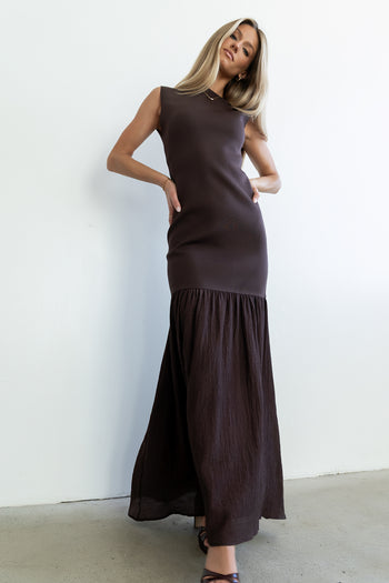 Lindsey Mermaid Maxi Dress in Brown - FINAL SALE