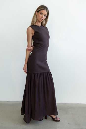 Lindsey Mermaid Maxi Dress in Brown - FINAL SALE