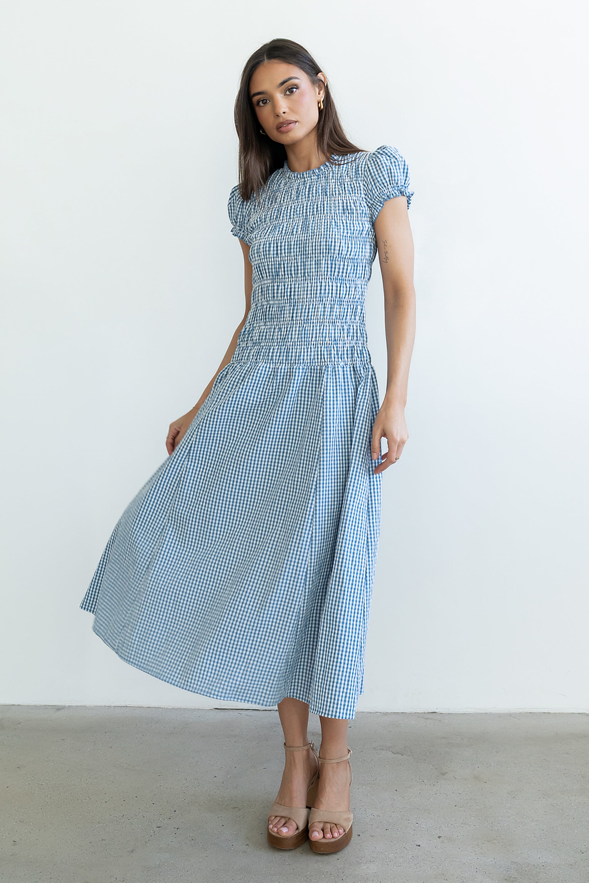 Opal Gingham Maxi Dress in Blue Opal Gingham Maxi Dress in Blue