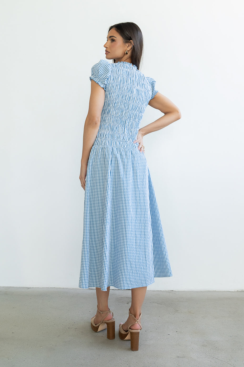 Opal Gingham Maxi Dress in Blue