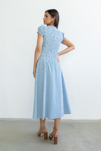 Opal Gingham Maxi Dress in Blue