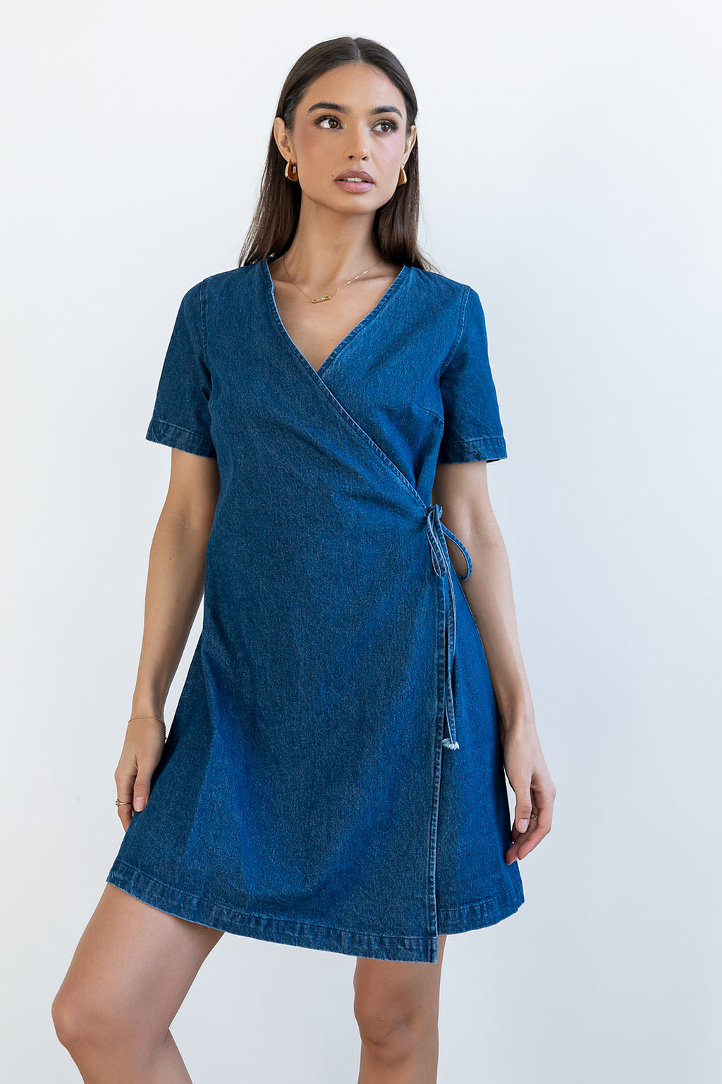 white christmas dresses böhme Rue Denim Wrap Dress