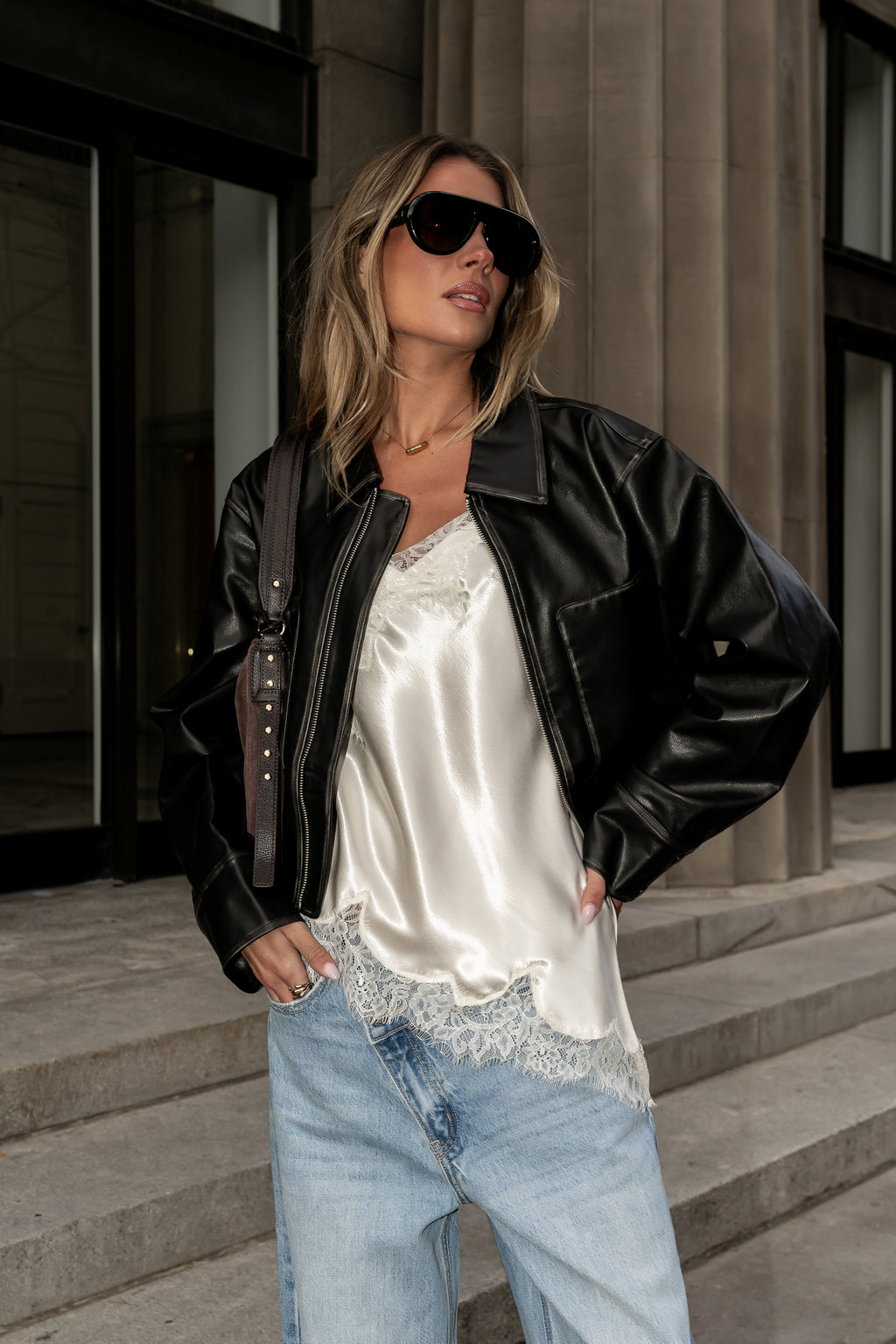 Jaymie Vegan Leather Jacket in Black - FINAL SALE