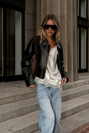 Jaymie Vegan Leather Jacket in Black - FINAL SALE
