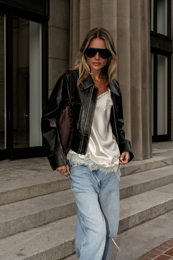 Jaymie Vegan Leather Jacket in Black - FINAL SALE
