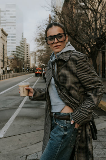 Kourtney Waffle Knit Hoodie in Grey - FINAL SALE
