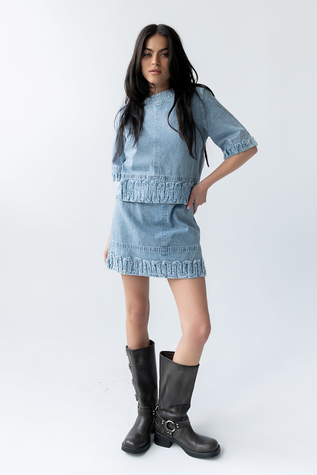 Jana Light Wash Denim Top