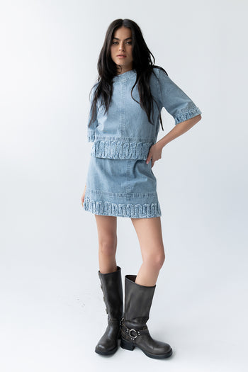 Jana Light Wash Denim Top