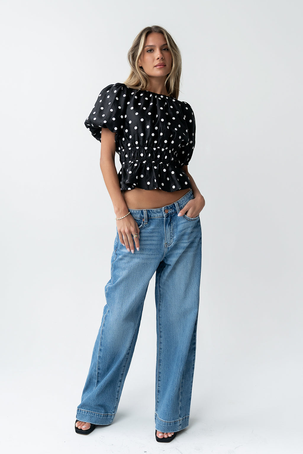 Terri Polka Dot Peplum Top - FINAL SALE