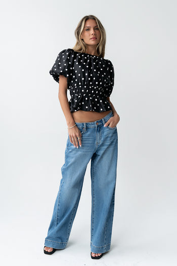 Terri Polka Dot Peplum Top - FINAL SALE