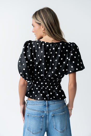 Terri Polka Dot Peplum Top - FINAL SALE