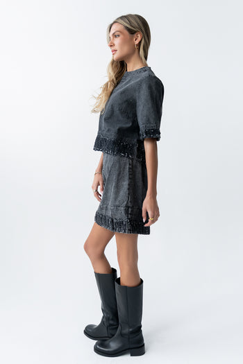 Jana Denim Skirt in Black
