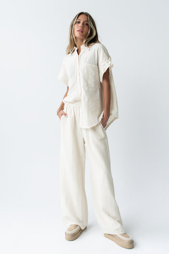 Belen Striped Wide Leg Pants in Taupe - FINAL SALE