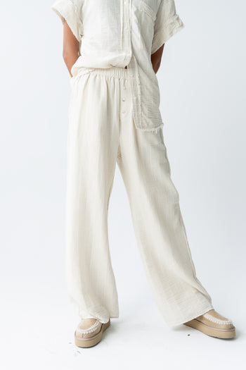 Belen Striped Wide Leg Pants in Taupe - FINAL SALE