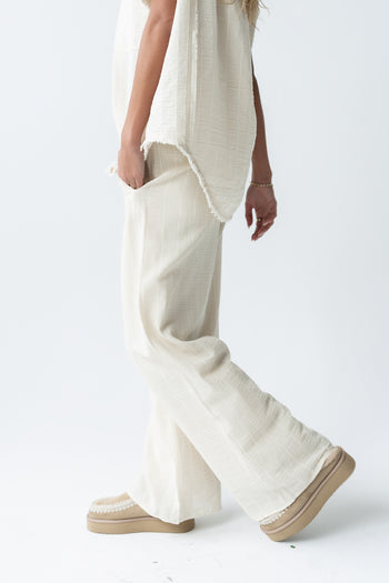 Belen Striped Wide Leg Pants in Taupe - FINAL SALE