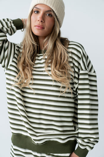 Taya Striped Sweater in Olive - FINAL SALE