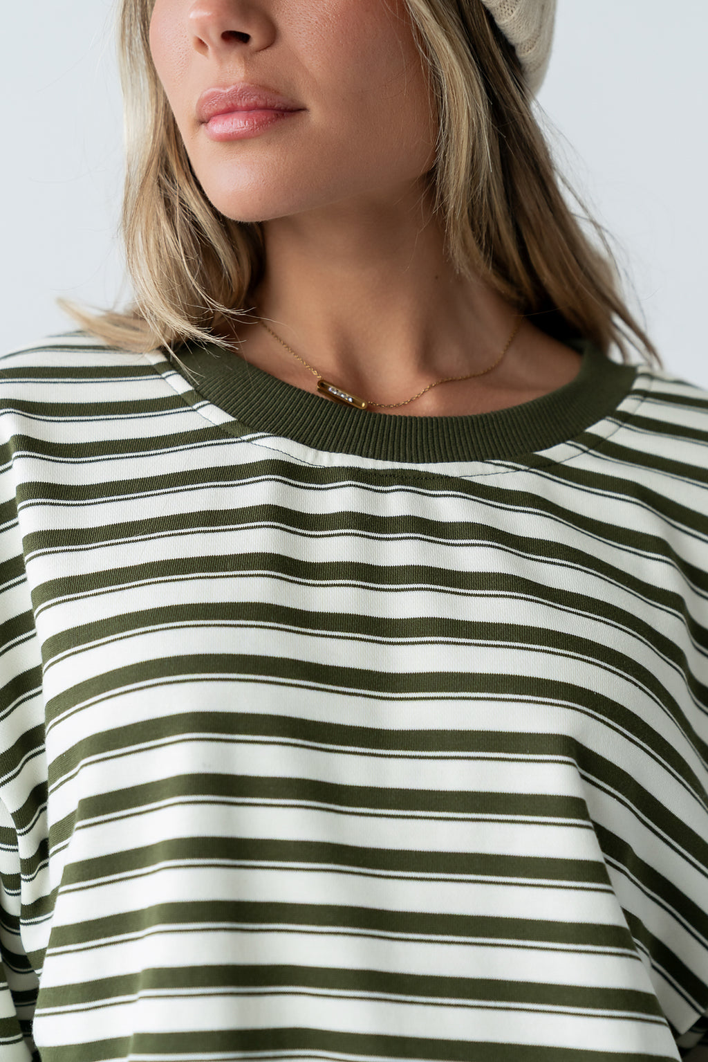 Taya Striped Sweater in Olive - FINAL SALE