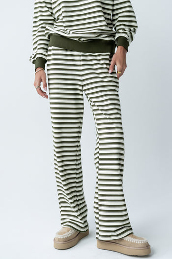 Taya Striped Wide Leg Pants in Olive