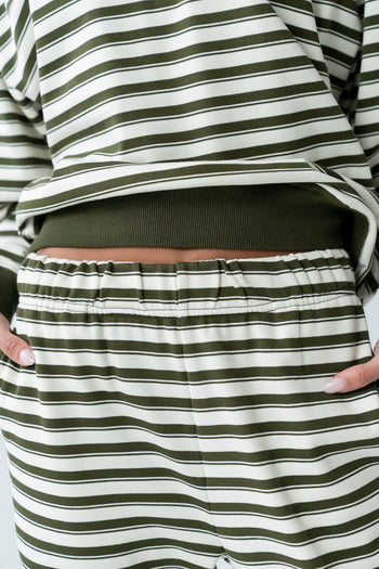 Taya Striped Wide Leg Pants in Olive