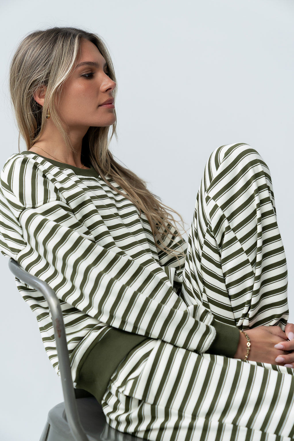 Taya Striped Sweater in Olive - FINAL SALE