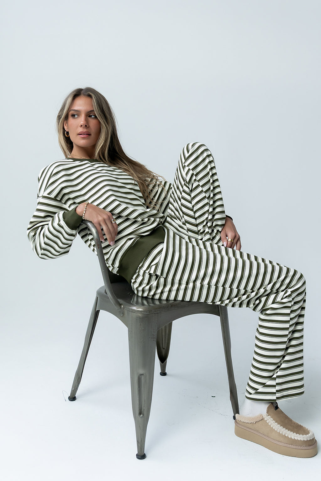 Taya Striped Sweater in Olive - FINAL SALE