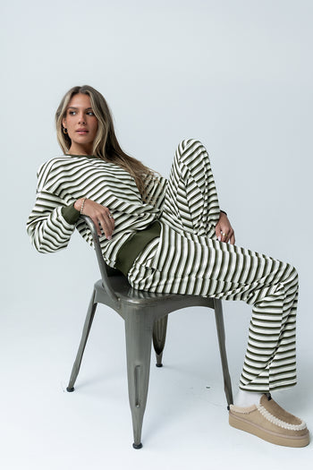 Taya Striped Sweater in Olive - FINAL SALE