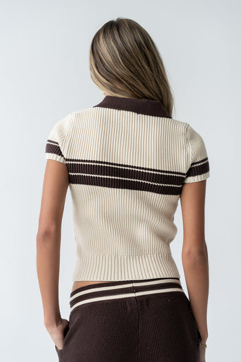 Brea Collared Sweater in Brown - FINAL SALE