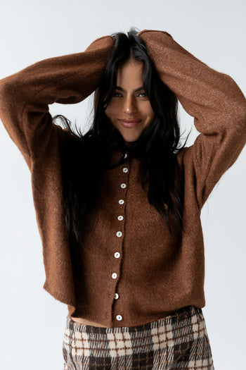 Maci Cardigan in Brown