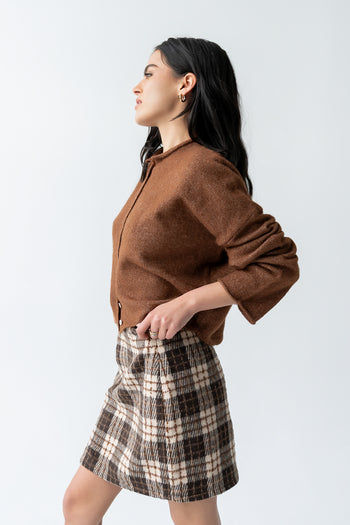 Callie Plaid Mini Skirt in Brown