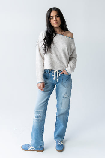 Kellie Contrast Sweater in Beige - FINAL SALE