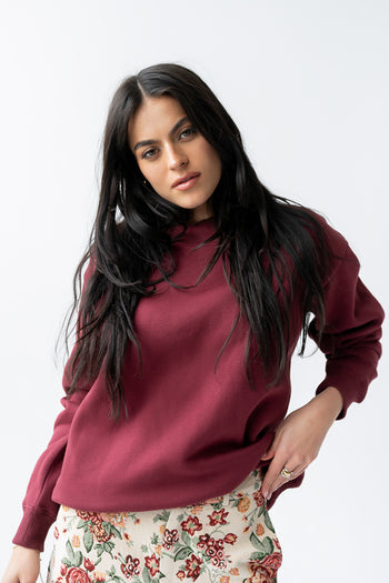 Marie Oversized Sweatshirt in Burgundy - FINAL SALE