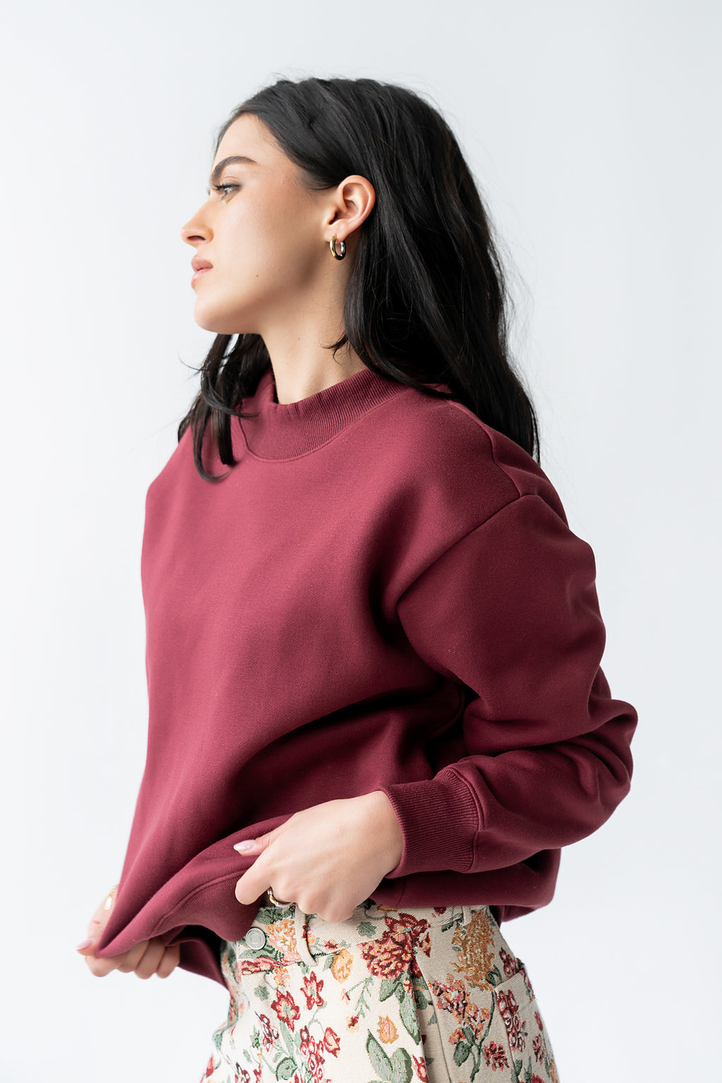Marie Oversized Sweatshirt in Burgundy - FINAL SALE