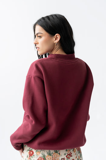 Marie Oversized Sweatshirt in Burgundy - FINAL SALE