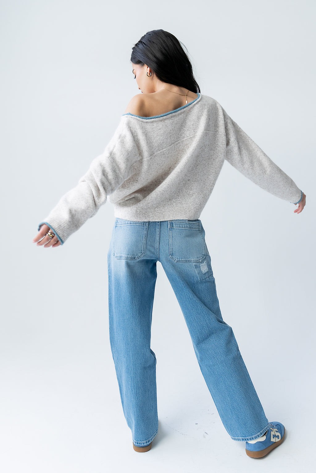 Kellie Contrast Sweater in Beige - FINAL SALE