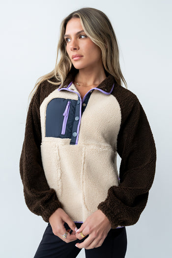 Milana Sherpa Pullover in Brown