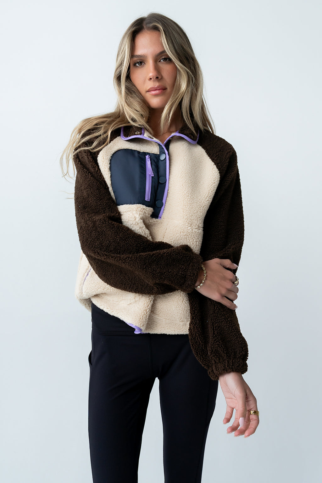Milana Sherpa Pullover in Brown