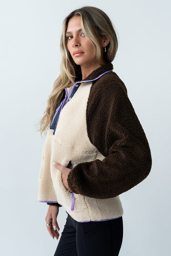 Milana Sherpa Pullover in Brown