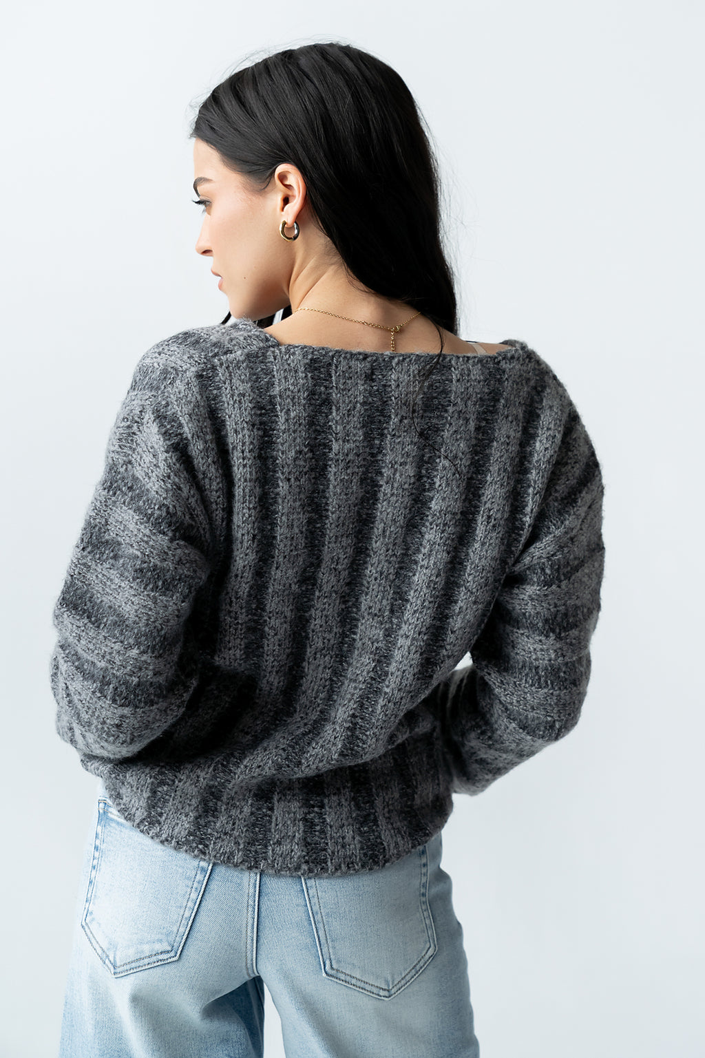 Zamara Ribbed Sweater in Charcoal - FINAL SALE