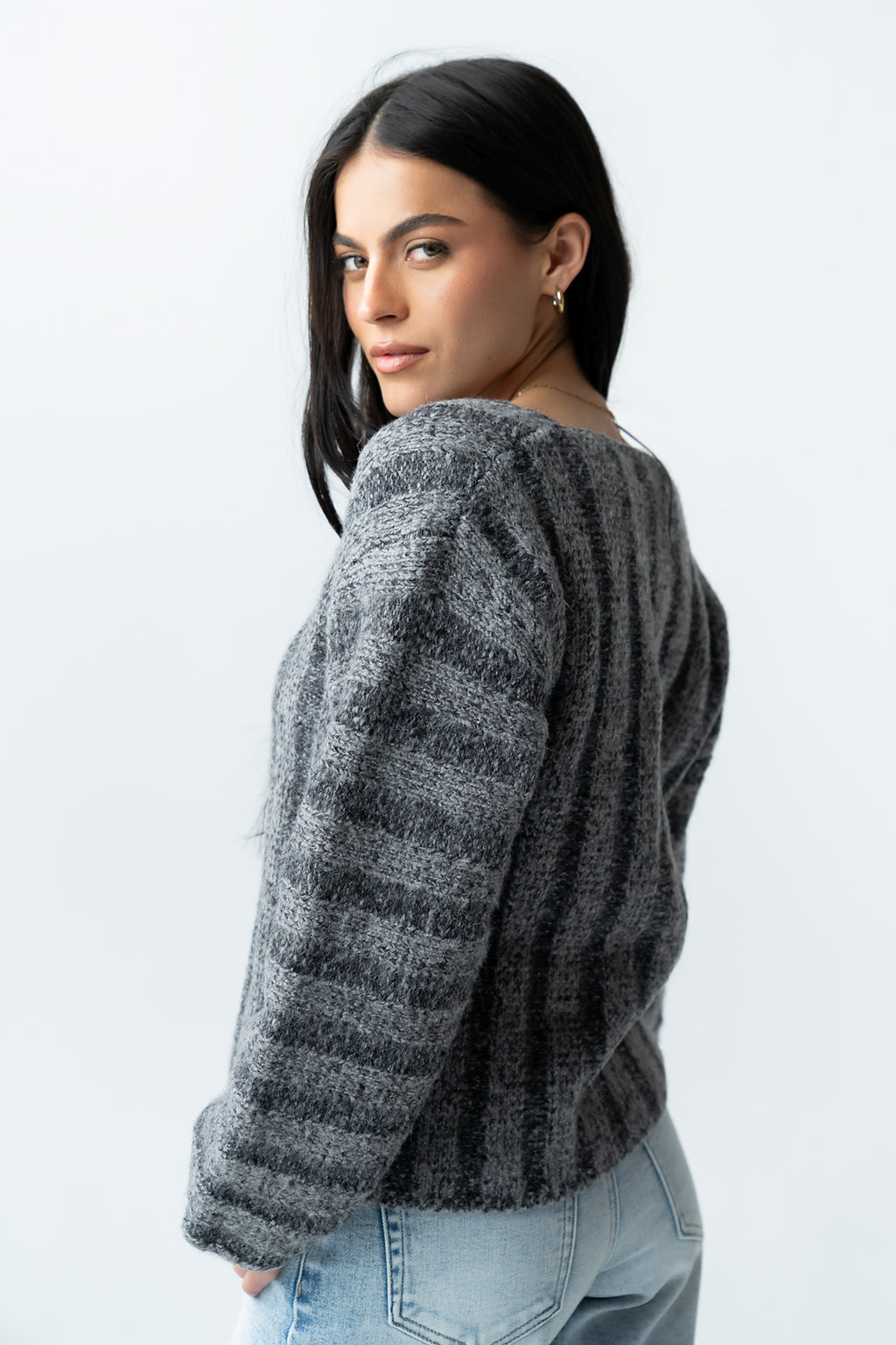 Zamara Ribbed Sweater in Charcoal - FINAL SALE