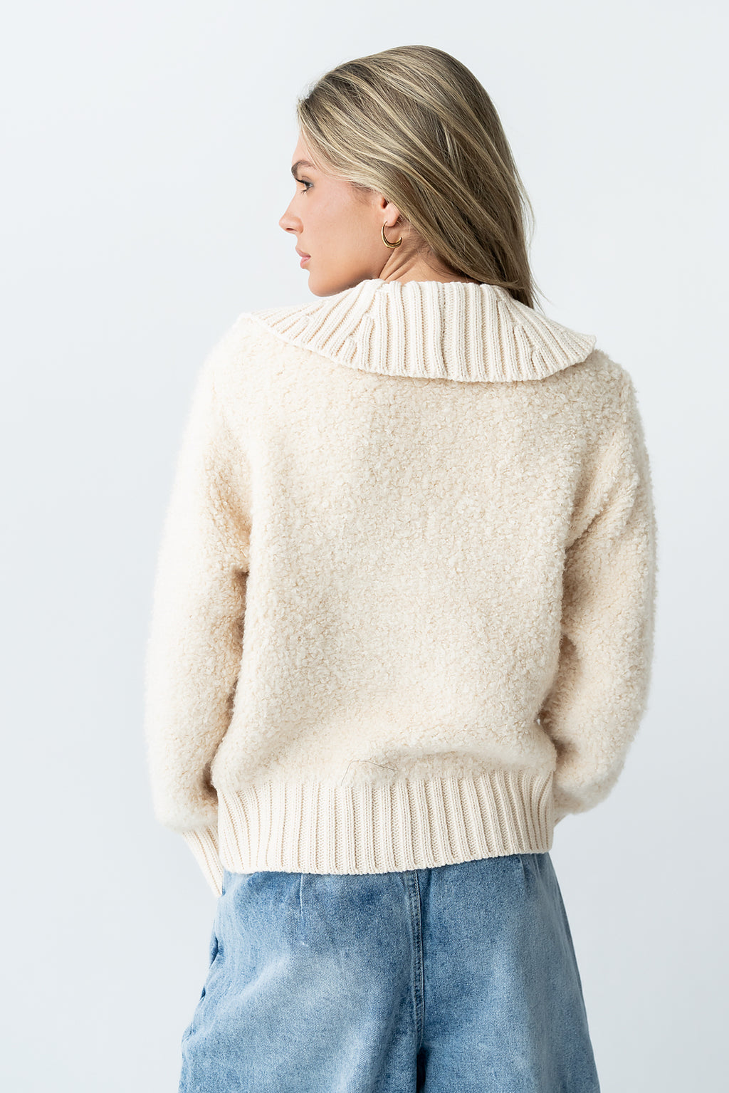 Jonah Collared Cardigan in Cream - FINAL SALE