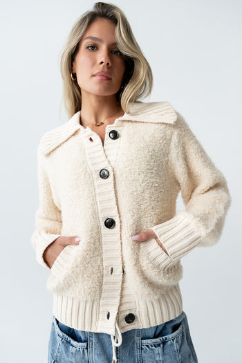 Jonah Collared Cardigan in Cream - FINAL SALE