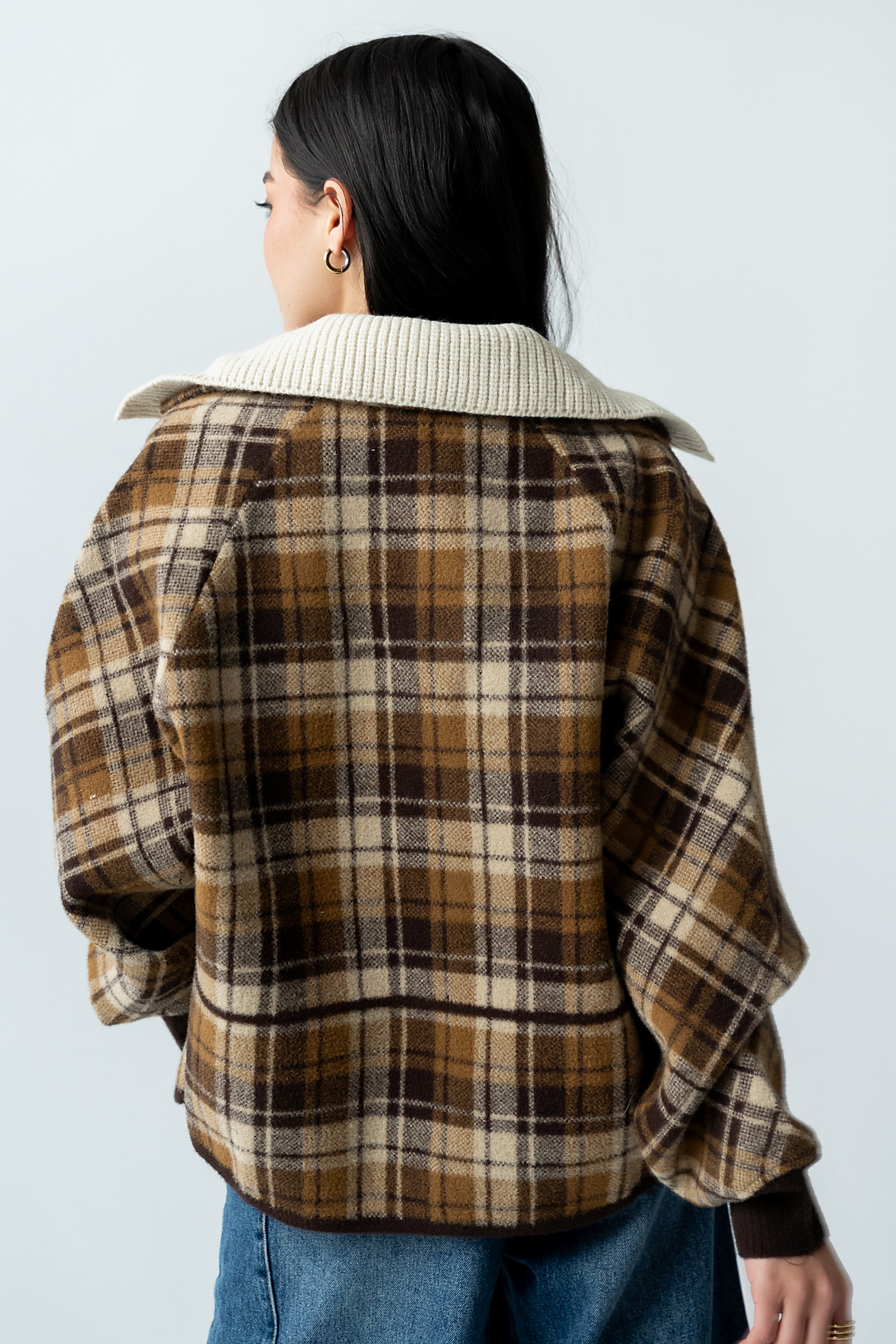 Gigi Plaid Jacket in Taupe - FINAL SALE