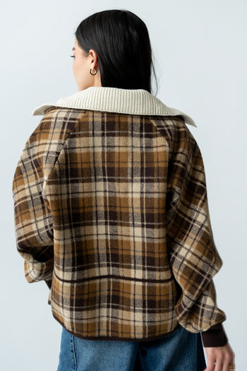 Gigi Plaid Jacket in Taupe