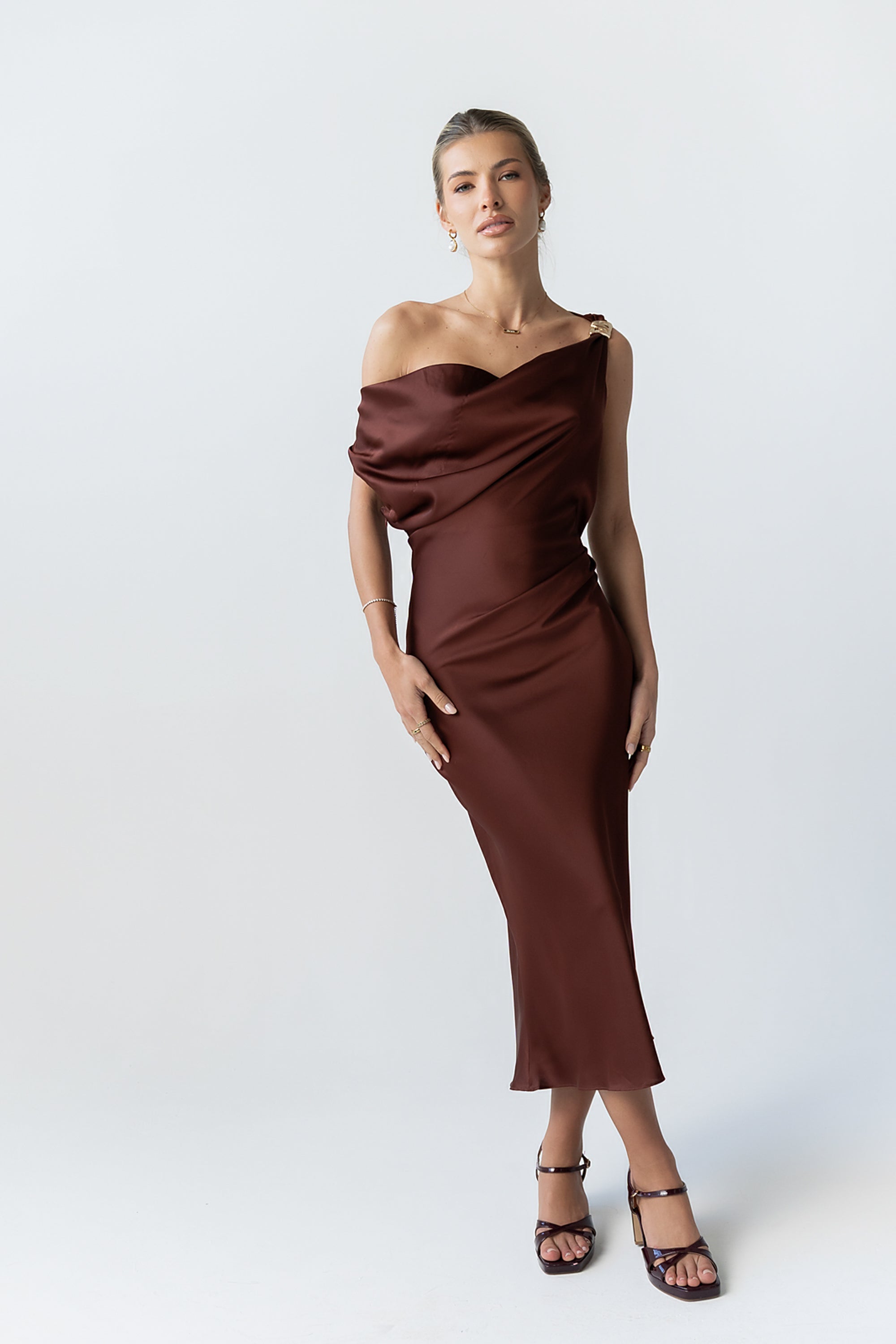 Marcella Satin Midi Dress