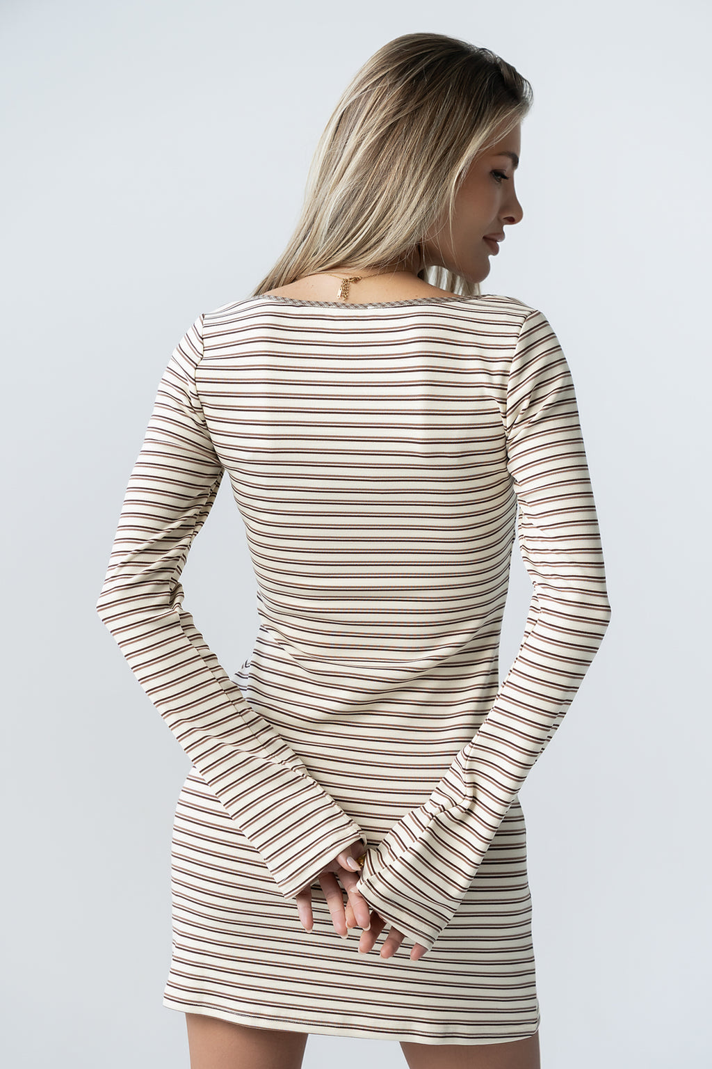Venice Striped Mini Dress in Cream - FINAL SALE