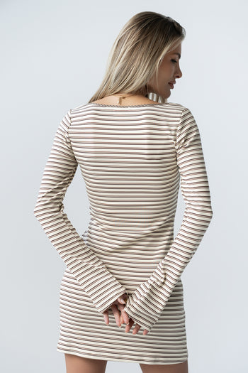 Venice Striped Mini Dress in Cream - FINAL SALE
