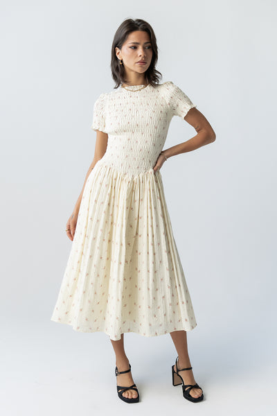 knee length dresses for ladies Jenny Smocked Midi Dress