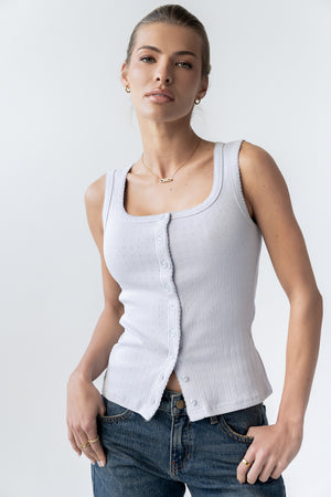 Apollo Knit Tank Top in Light Blue